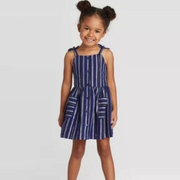 NWT 2T Navy Stripe Tank Dress Sundress - Picture 1 of 3